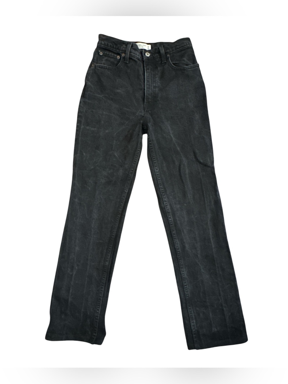 Abercrombie & Fitch Black 90s Straight Jeans Size 25W or 0 SHORT Casual Denim